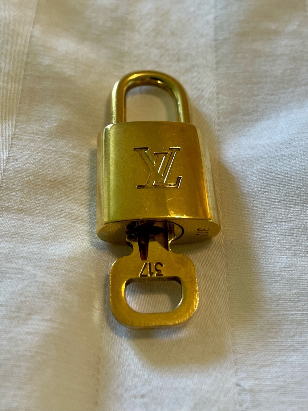 Louis Vuitton Gold-Tone LV Monogram Lock and Key #317